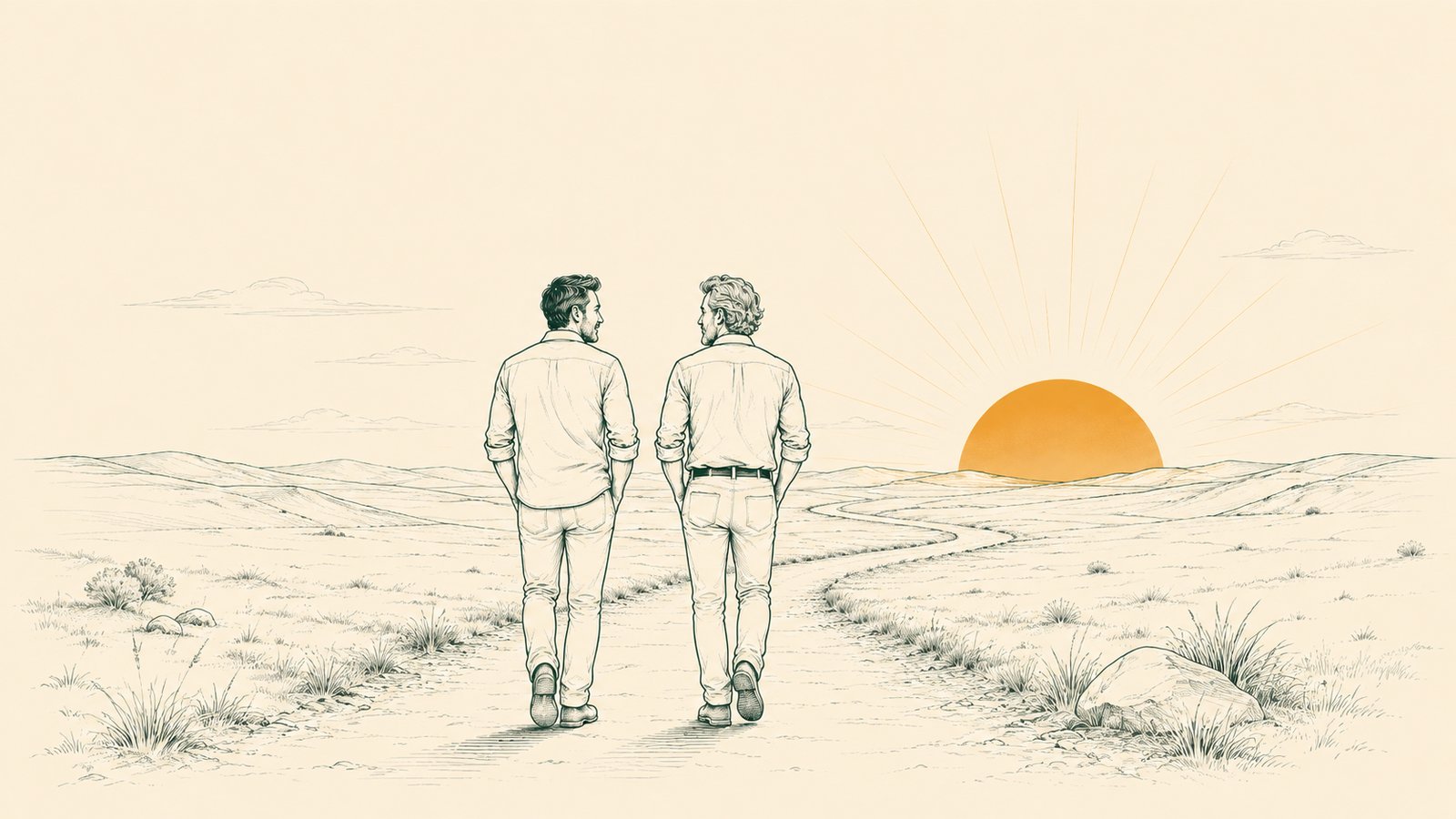 Walking toward the sunrise, together
